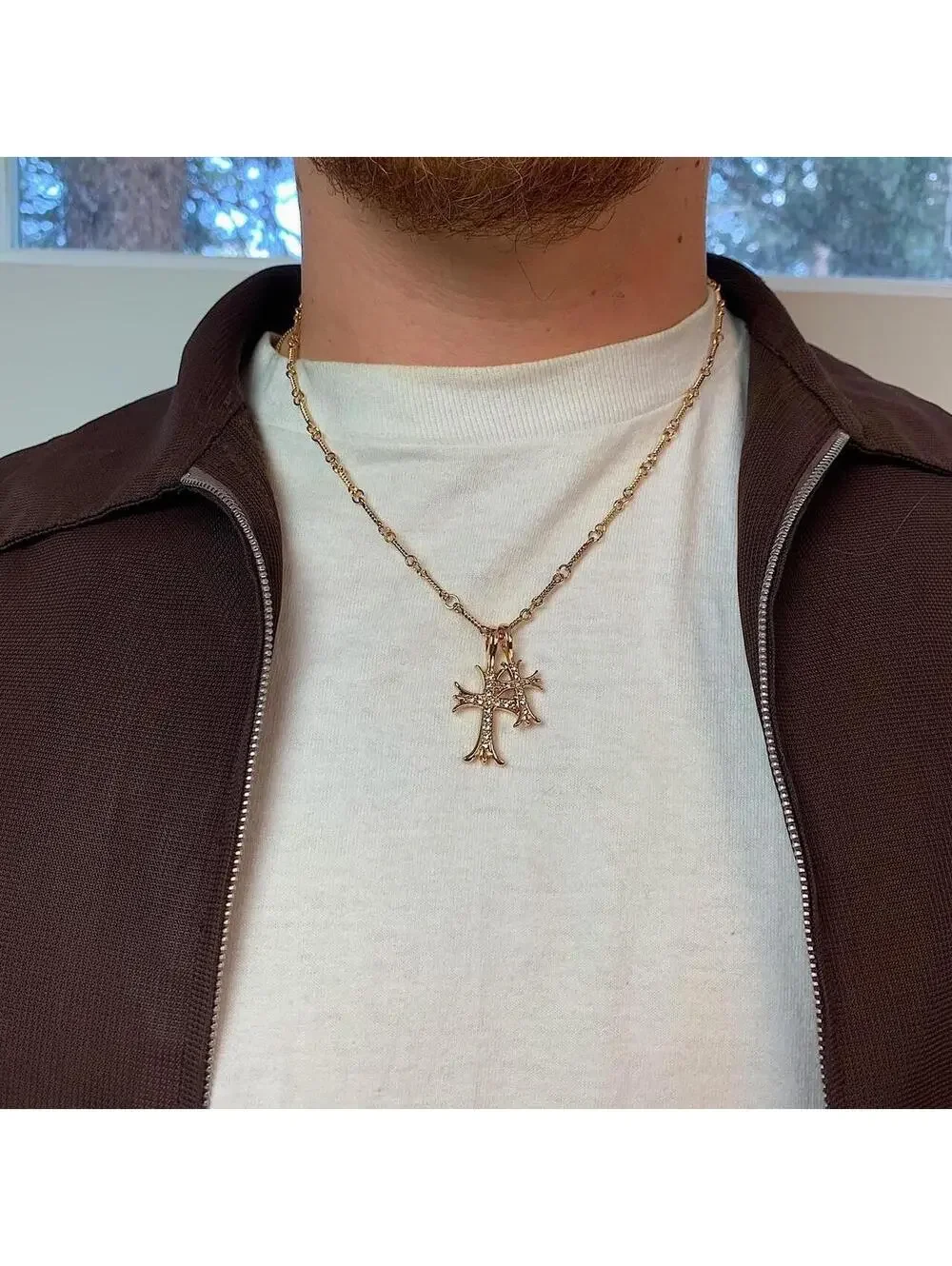 Vintage y2k 2000s style Double Cross Rhinestone Gold Necklace. Rhinestone
